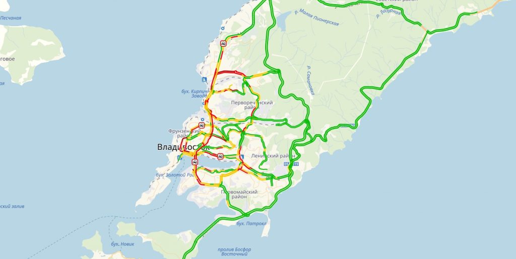 Пробки владивосток онлайн сейчас карта в реальном времени на русском языке