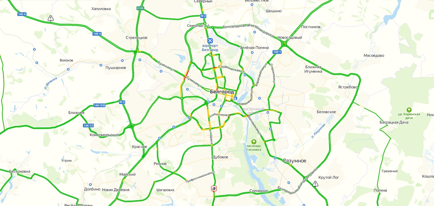 Карта белгород с пробками