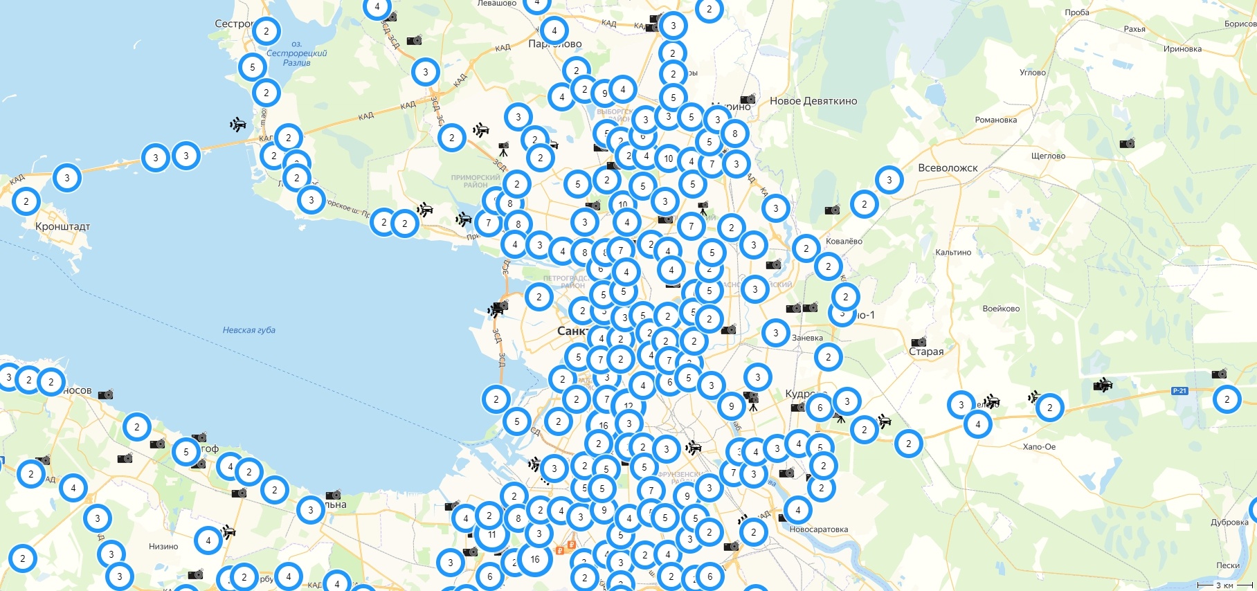 Камеры ГИБДД в Санкт-Петербурге на карте 2021 года — Пробки Онлайн