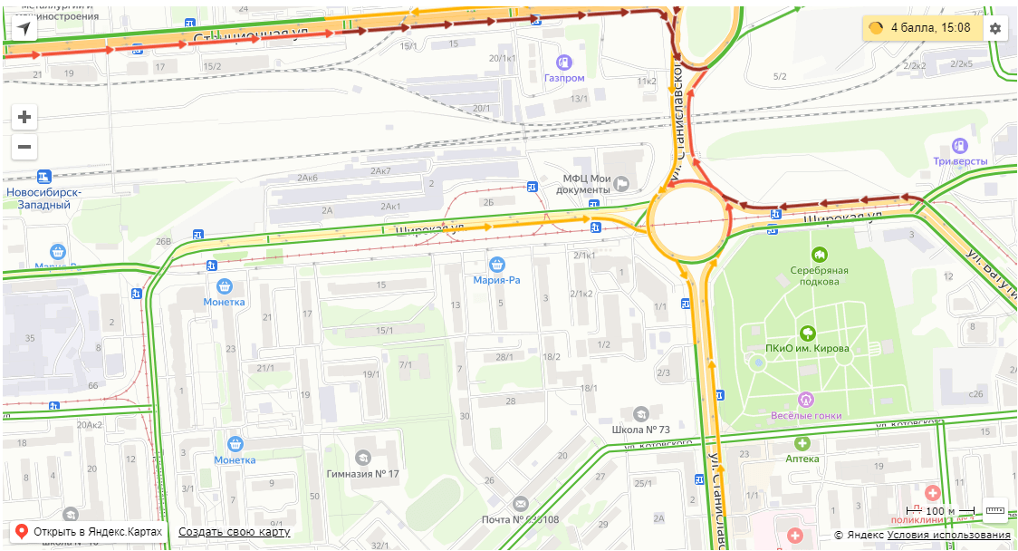 Карта новосибирска пробки онлайн