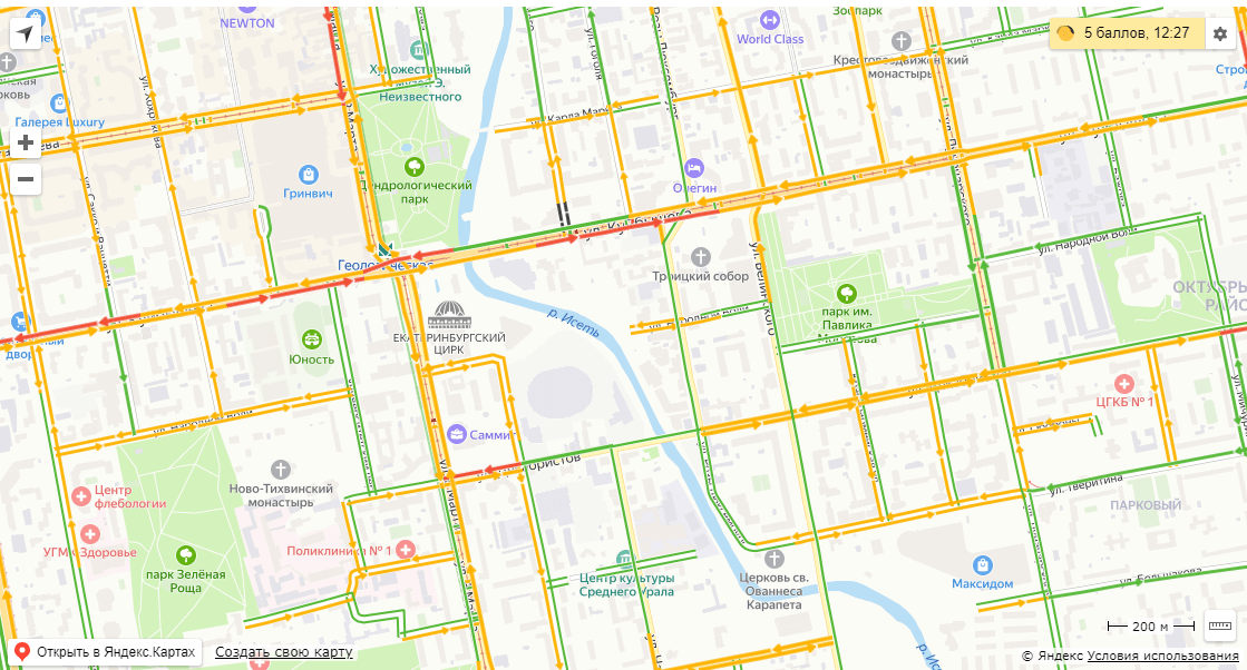 Карта пробок екатеринбург онлайн