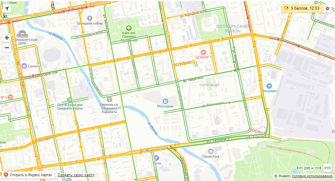 Карта пробок екатеринбург сейчас
