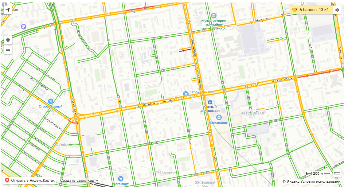 Карта оренбурга пробки онлайн