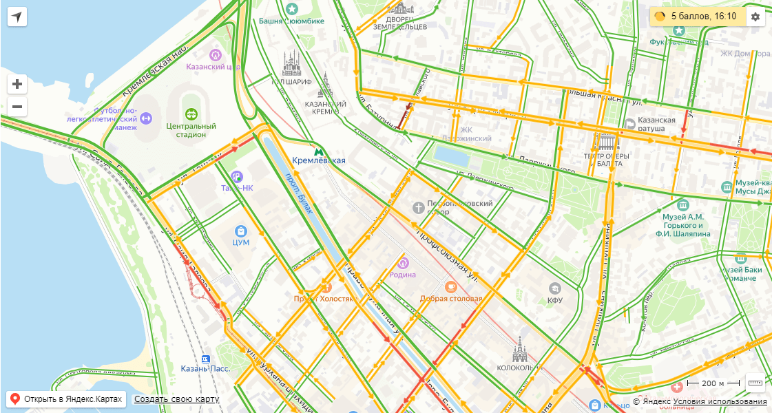 Казань пробки сейчас онлайн карта смотреть онлайн