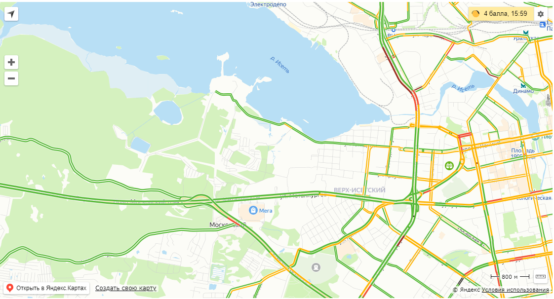 Пробки в екатеринбурге карта