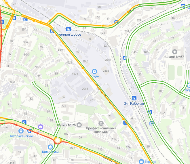 Пробки владивосток на карте. Пробки на карте Владивостока по времени. Фрунзенский район Владивостока на карте.