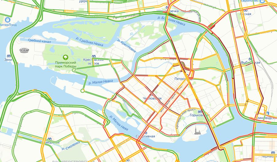 Пробки питер онлайн сейчас карта смотреть
