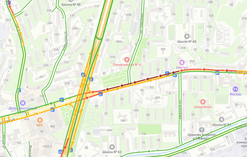 Пробки владивосток онлайн сейчас карта