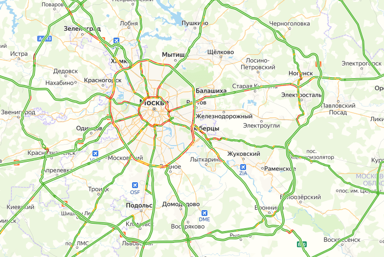 Карта дорог москвы с пробками онлайн в реальном времени